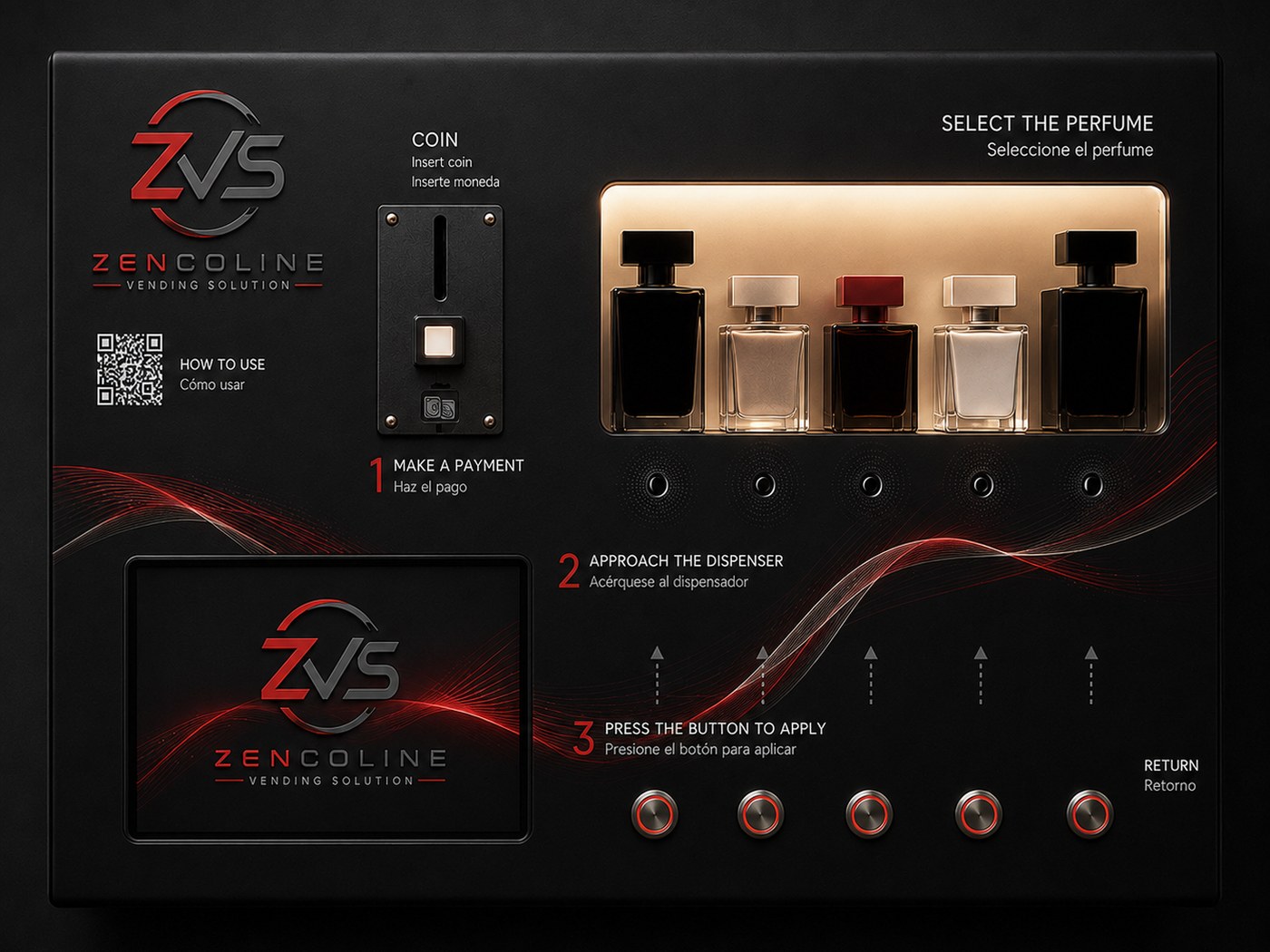 Distributeur de sprays de parfum ZVS, vue complète