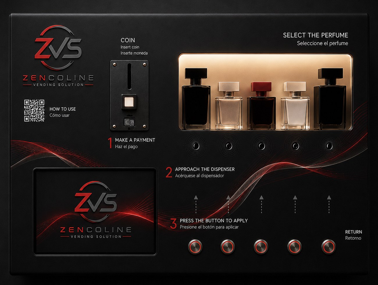Distribuidor de sprays de perfume ZVS, vista completa